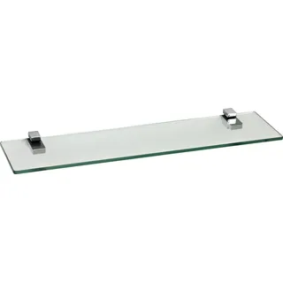 ib style Wandregal Glasregal 8mm eckig klar 60 x 15 cm + Clip KUBI Verchromt, Glasboden aus ESG-Sicherheitsglas - Wandregal silberfarben