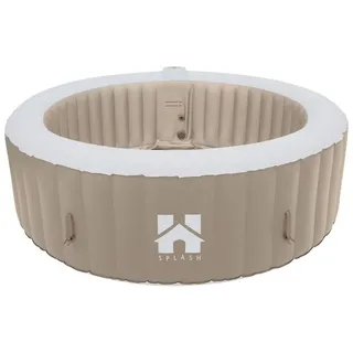 HOME DELUXE Whirlpool Outdoor Whirlpool SPLASH - 6 Personen, aufblasbares Aufstellbecken, (inkl. Abdeckung), 130 Luftdüsen, aufblasbar auf Knopfdruck beige|braun