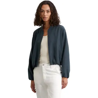 Kurzjacke MARC O'POLO "aus TENCELTM Lyocell-Leinen-Mix", Damen, Gr. 42, muted blau, Obermaterial: 90% Lyocell, 10% Leinen; Füllung: 100% Nicht verfügbar; Futter: 100% Viskose, unifarben, casual, regular fit, Langarm elastischer Bund, Jacken