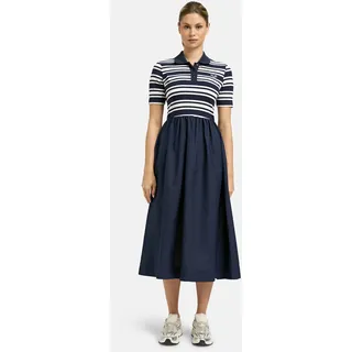 Sommerkleid SMITH & SOUL, Damen, Gr. S, US-Größen, blau (marine), Web, Material: 70% Baumwolle, 27% Polyester, 3% Elasthan, bedruckt, geringelt, gestreift, regular fit Midi, hoch geschlossener Ausschnitt, eingesetzt gerader Abschluss, Kleider Sommerkleid, mit Polo-Kragen und kurzer Knopfleiste