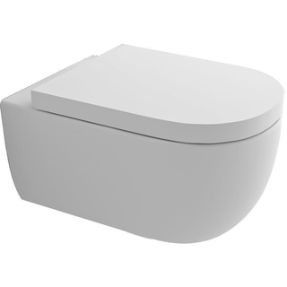 Alpenberger Hochwertiges Spülrandloses Hänge WC I Toilette aus Keramik mit Antibakterieller Oberfläche Nano Beschichtung I Abnehmbarer WC Sitz mit Absenkautomatik