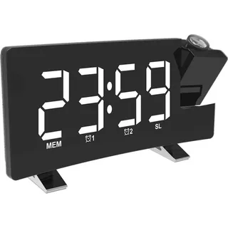 Projektionswecker, FM-Radiowecker, Digitalradiowecker fürs Schlafzimmer mit 180°-Projektor an der Decke, Doppelwecker für Tiefschläfer, Kinder ...