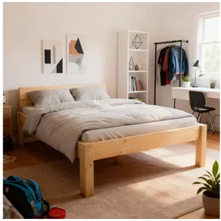 TUGA-Holztech Massivholzbett Pfostenbett Massivholzbett "Daybett" 100 x 200 cm 38 cm Holzbett Bett, Breite 80 90 100 120 140 160 180 200 Länge 190 200 210 220 H=38/48/58 100 cm x 200 cm x 38 cm