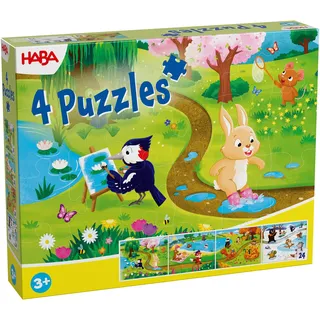 HABA 2013402001 - Puzzle Jahreszeiten, 4x24 Teile, Kinderpuzzle ab 3 Jahren