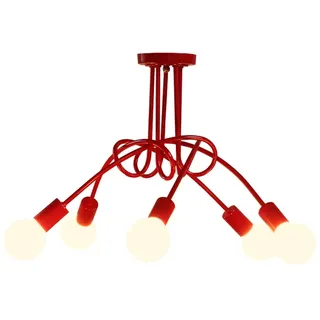 iDEGU 5 Lampen, moderne Deckenleuchte, Vintage, Kronleuchter, Deckenleuchte, E27, Retro, für Wohnzimmer, Esszimmer, Schlafzimmer, Hotel, Innendekoration, 70 cm, Rot (ohne Leuchtmittel)