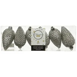Kaemingk Christbaumschmuck Zapfen bruchfest 4,5 cm H 8 cm 6 Stück grau