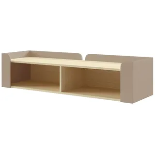 Beautysofa Wandregal SORELLA offen, 130 cm, breites Hängeregal mit 2 offenen Fächern, Porcini oder Macadamia mit Eiche Mavelie braun