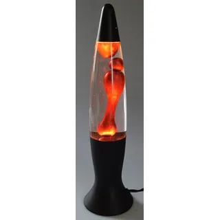 Lavalampe metallic rot schwarz 40 cm Lavaleuchte Deko Tisch Retro Metallfuß + LM