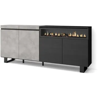 SKRAUT HOME Sideboard,, Grau, Holzwerkstoff, Rechteckig, 35x87x200 cm, Wohnzimmer, Kommoden - Sideboards, Sideboards