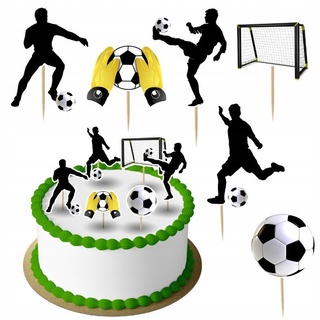 Festivalartikel Tortenstecker Fußball Fußballfiguren Topper Set 6 Stk Torten Deko Kuchen Junge weiß