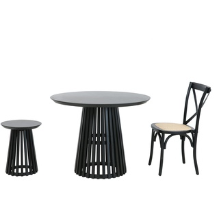 SIT Möbel Esstisch Ø 100 cm | klar lackiert | rund | Hevea & Holz-Furnier | schwarz | B 100 x T 100 cm H 77 cm | 07107-91 | Serie TISCH