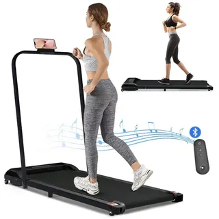 Merax Laufband elektrisch, Underdesk Treadmill, Walking Jogging Pad, Klappbar 1-6 km/h mit Fernbedienung, Bluetooth, LED-Display schwarz