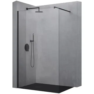 doporro Bremen01K Walk-In-Dusche 50 x 200 cm Schwarz Klarglas 8mm ESG-Sicherheitsglas