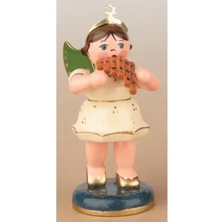 Engel mit Panflöte - 6,5cm / Weihnachtsengel - Original Erzgebirge Engel -Hubrig Volkskunst