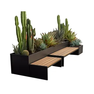 Bank mit Pflanzkasten, Blumenkasten-Sitzbank-Set for den Außenbereich, kommerzielle Straße, Terrasse, Freizeit, Tisch und Stuhl, Pflanzgefäß-Set, selbstgebautes Metall-Park-Ruhebank, Sitzgelegenheiten