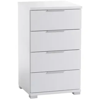 Pol Power Beimöbel Nachtkommode 4 Schubkästen Holzwerkstoff Dekorfolie 46x79x42 cm - Weiß