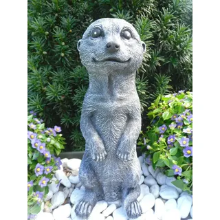 STEINFIGUREN SPICKER Steinfigur Erdmännchen, 162/1 Gartenfigur Steinguss Tierfigur Basaltgrau