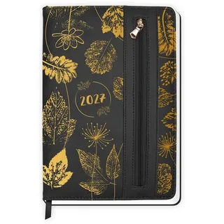 Trötsch Verlag TRÖTSCH - Wochenplaner A5 mit Tasche Flowers black 2027