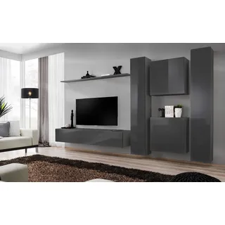 Xlmoebel Wohnwand Designer Sideboard Grau für luxuriöses Wohnzimmermöbel, Made in Europa grau