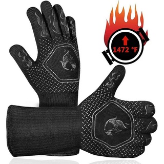 autolock Grillhandschuhe Schwarz rutschfeste Backhandschuhe Ofenhandschuhe BBQ Gloves - 1 Paar schwarz