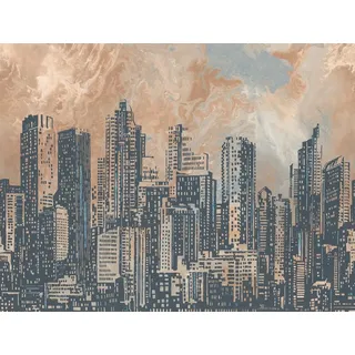livingwalls Skyline-Fototapete – Beige, Braun – Wandbild XXL 2,80 x 3,71 m