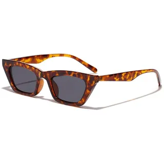 Dollger Sonnenbrille für Damen und Katzen, UV-Schutz, Vintage, Cat Eye Sunglasses, Retro-Brille, quadratisch, kleine Augen, Braun