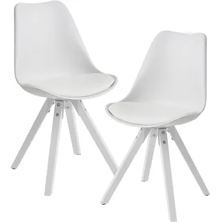 FineBuy Retro Esszimmerstuhl Kunstleder weiß 2er Set