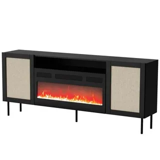 JUTA EF Kommode + elektrischer Kamin 202x39.5x85 schwarz + linol calabria