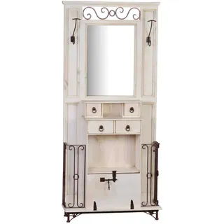Garderobenschrank Mexico Möbel 87x200x30 cm Landhausstil Massivholz Pinie Weiß