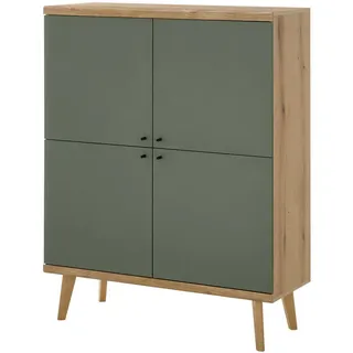 furn.design Highboard 107 x 134 cm Salbeigrün / Eiche