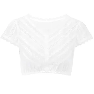 Kelliar Dirndl Bluse Damen Spitze Elegant Kurzarm,für Bavarian Oktoberfest | Dirndlbluse Kurzarm,Transparent und Weich,Baumwolle,V Ausschnitt,Creme,Beige,Trachtenblusen,Elegante,Dirndl Bluse,Größe 34-44 - 42