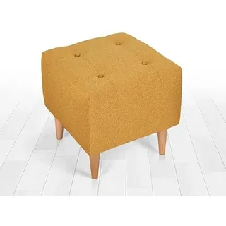 Atelier Del Sofa Bohème-Pouf, gelber Samt & Baumwolle, 43 x 43 x 43 cm | 6 cm orthopädischer Schaumstoffkern, Holzbeine | Stilvolles Accessoire für Hotels & Südwest-Einrichtungen