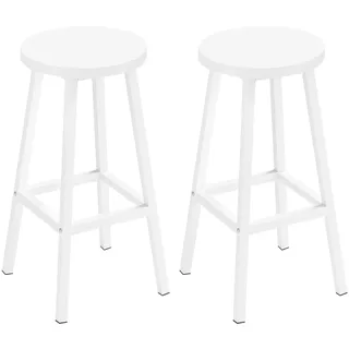Klihome Barhocker 2er Set, Barstühle mit Metallgestell, Bar Hocker rund, Küchenstühle mit Fußstütze, Tresenhocker 150 kg belastbar, für Bar Kücheninsel Esszimmer, Weiß, K0006BH-2