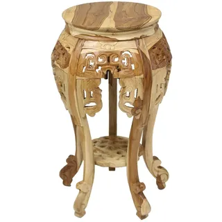 Oriental Galerie Rundhocker Pott Blumenhocker Beistelltisch Nachttisch Holz Hocker Barock Massiv Natur Mittel