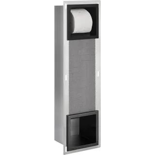Saqu Essential Unterputz Toilettenpapierhalter - Versteckter Vorrat - Platz für 6 Toilettenpapierrollen - Matt Schwarz - 74x20x8 cm - Klopapierhalter