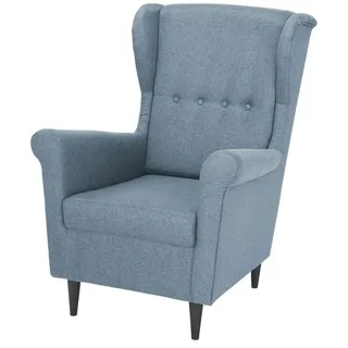 Sconto Ohrensessel Hubertine Flachgewebe 82 x 102 x 89 cm Blau