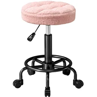 Homcom Rollhocker Kunstleder Rosa