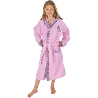 Wörner Kinderbademantel Pferd rosa, Langform, Baumwoll-Webfrottier, Kapuze, Gürtel, mit Stickerei, mit Taschen, maschinenwaschbar, trocknergeeignet rosa 128 | 80 cm