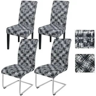 LuxusKollektion Stuhlhusse Stuhlhussen Freischwinger elastisch Esszimmer Rautenmuster 4 Stück