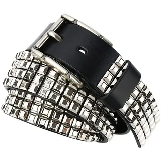 DFGGE Nietengürtel Herren Und Damen Studded Belt 3 Reihen Pyramide Metall Nieten Gürtel Für Jeans, Hosen, Gothic, Punk, Rockwear