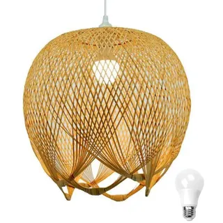 Creative Weaving Bambus Pendelleuchte Bambus Lampenschirm Deckenleuchte Kronleuchter Deckenleuchte für Esszimmer, Restaurant, Schlafzimmer, Café, Bar, S