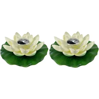 Yeehliny Lotusblüten-Licht, künstliche schwimmende Lotusblumen, Solar-Licht, Solar Lotusblüte, Pool-Licht, Schwimmender Künstlicher Lotus Laterne, Solarleuchte, Teich Dekoration (2PCS-Weiß)