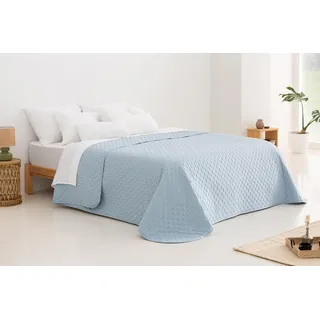 Todocama Feine Tagesdecke mit Stern-Design, für Frühling, Sommer, Herbst und Winter, 100% Mikrofaser, extra weich, Mehrzweck-Bettüberwurf, 140/150/160-250 x 260 cm, Hellblau
