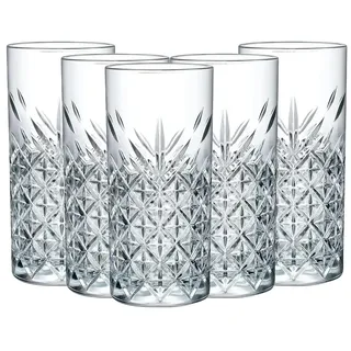 Pasabahce, Longdrink Gläser 4 Stück in der Box, im Vintage Style, zeitlos und stabil, ca. 295 ml Fassungsvermögen (bis zum oberen Rand)
