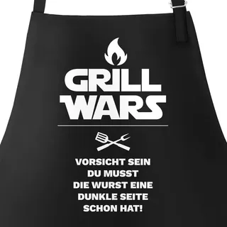 Grill wars Schürze für Männer mit Spruch Moonworks® schwarz unisize - Schwarz
