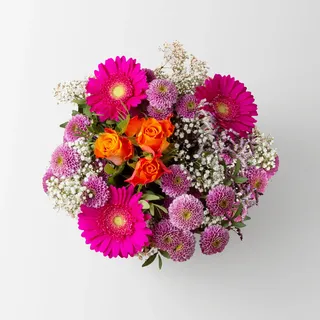 Blumenstrauß 'Orange meets Pink', handgebunden, Größe M