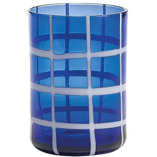 Zafferano Twiddle - Set mit 6 blauen Gläsern aus geblasenem Glas, 35 cl - handgefertigte Trinkgläser mit weißem Dekor, spülmaschinenfest