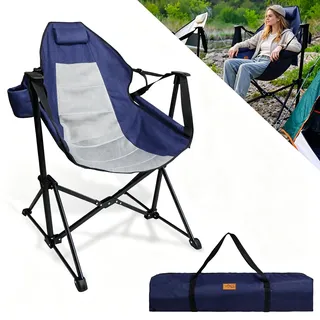 CCLIFE Schaukelstuhl Camping, 105 * 90 * 65 cm,bis 100 kg, Blau,