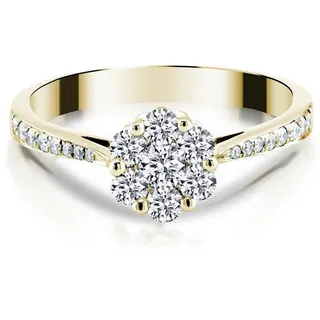 Adam & Eve Verlobungsring mit 23 Brillanten - 585/- Gelbgold oder Weißgold 0,35 ct. & 0,48 ct. (AE21" Diamantring), inklusive Echtheitszertifikat - Gravur möglich goldfarben 48