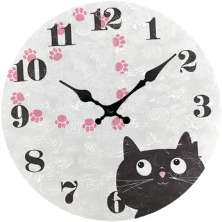 Sharplace Lustige Katzen-Wanduhr, geräuschlose Wanduhr, leise, dekorative Wanduhr, Schlafzimmeruhr für den Innenbereich, Schlafzimmer, Wohnzimmer, Küche, Dekor, Stil b